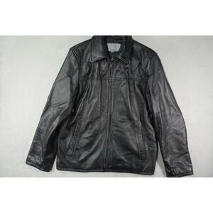 Wilsons Leather Jacket Mens Medium Black Genuine Leather Quilted Lining